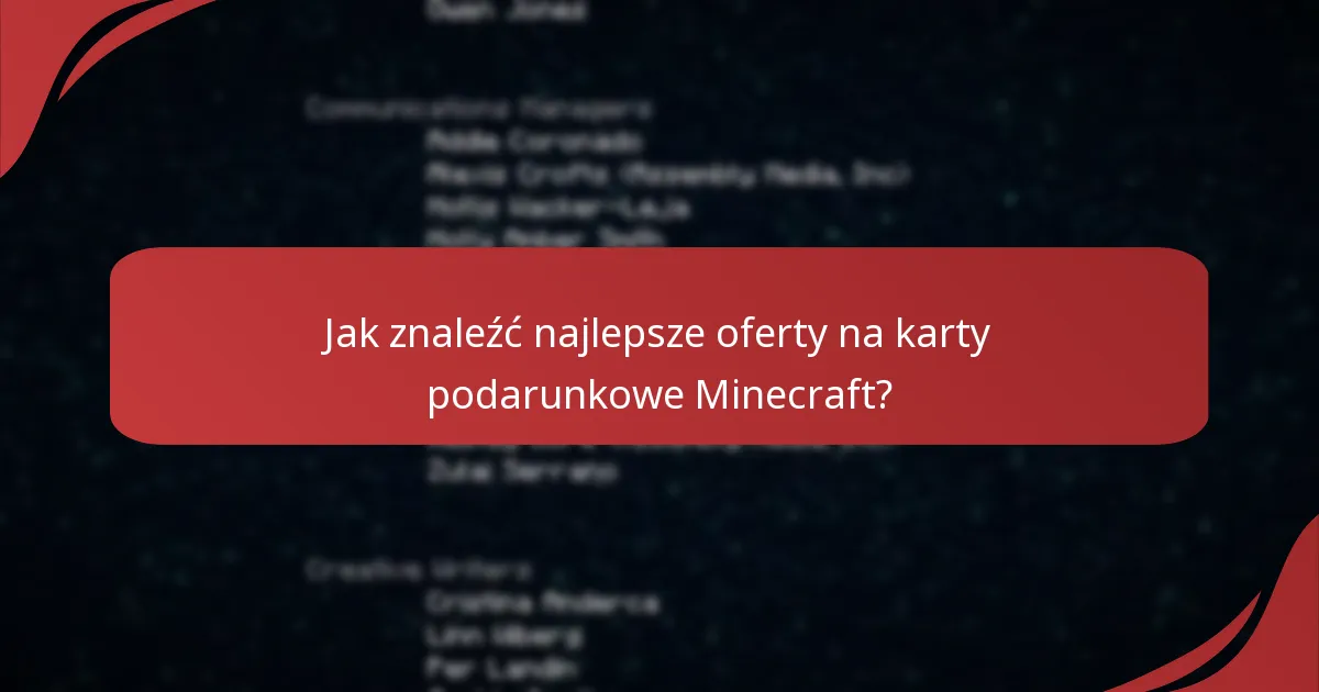 Jakie karty podarunkowe Minecraft w edycji specjalnej są dostępne?